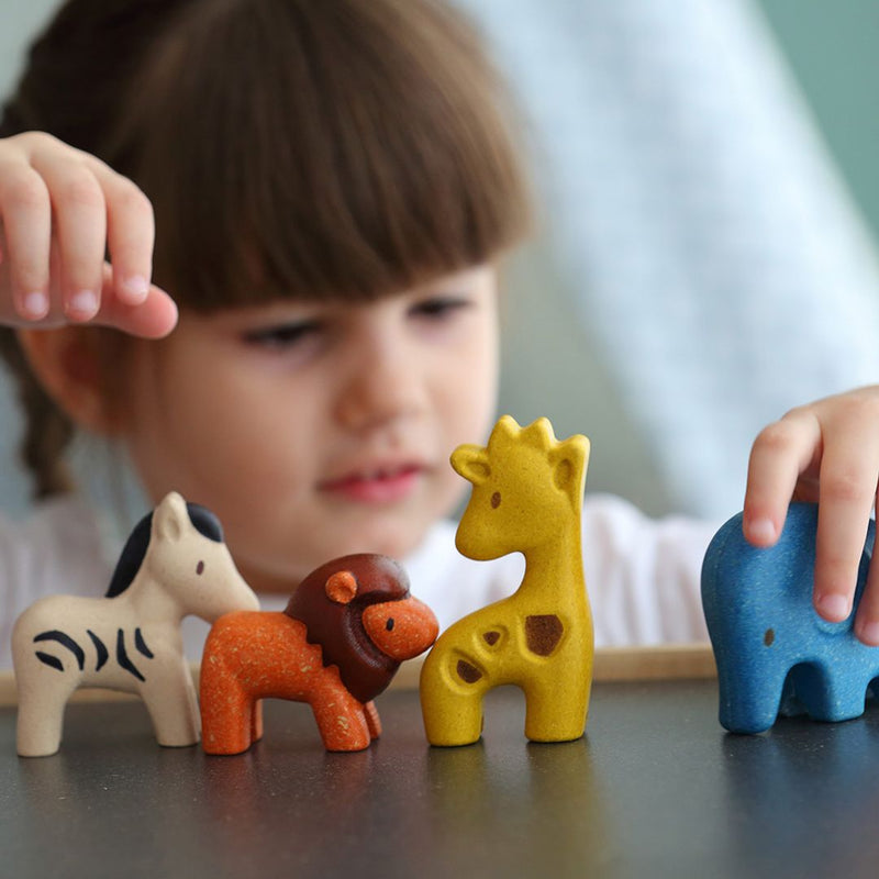 PlanToys wild animal wooden figurine set