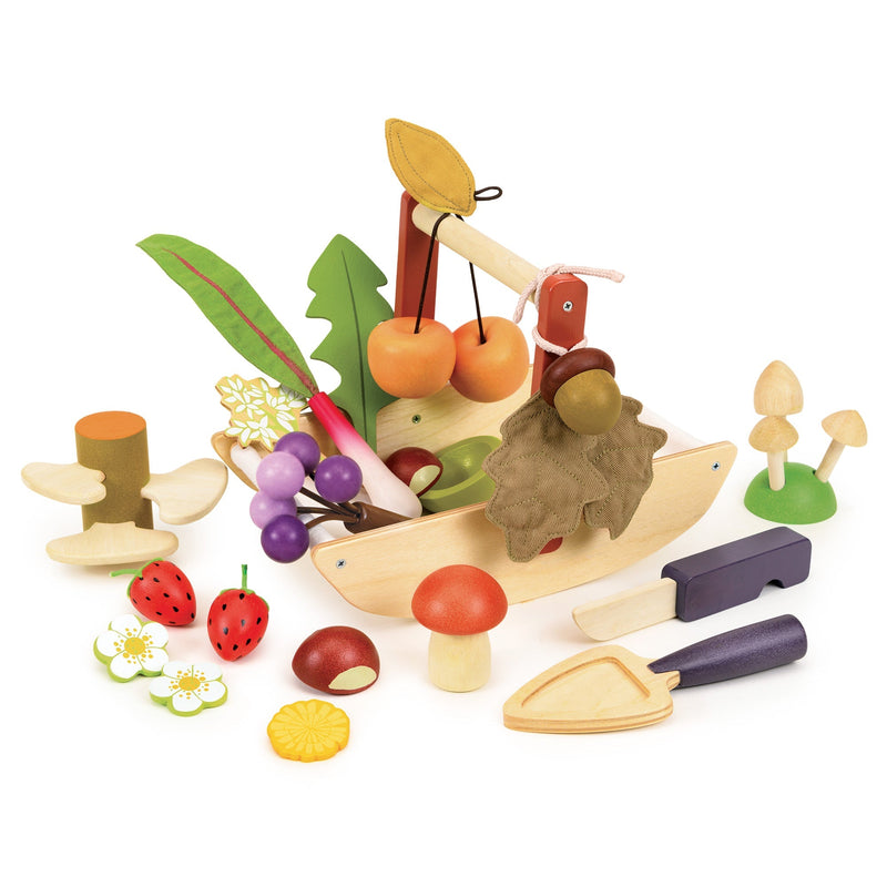 Tender Leaf pretend play wooden toy wild wood trug basket