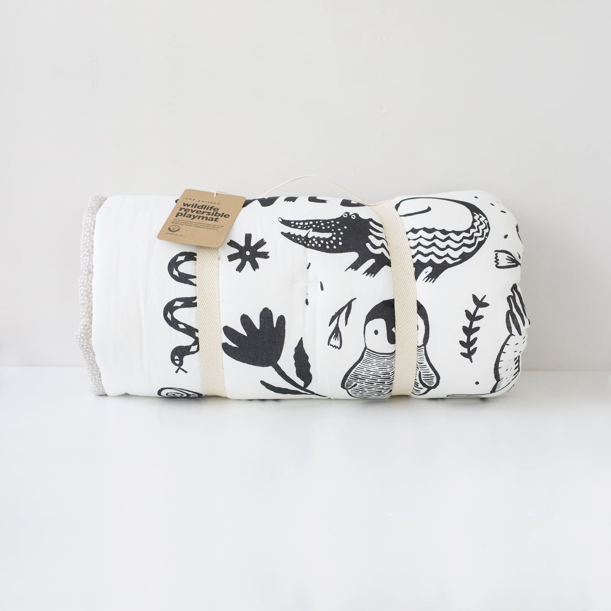 Wildlife reversible organic cotton playmat – forest, sea + plains - The Nurturing Nook