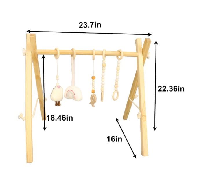 Wooden baby gym for sensory and motor play - The Nurturing Nook