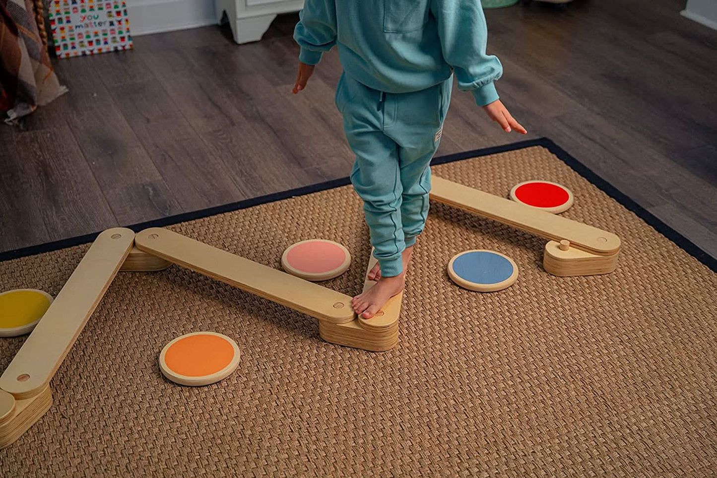 Wooden balance beam stepping stones set - The Nurturing Nook