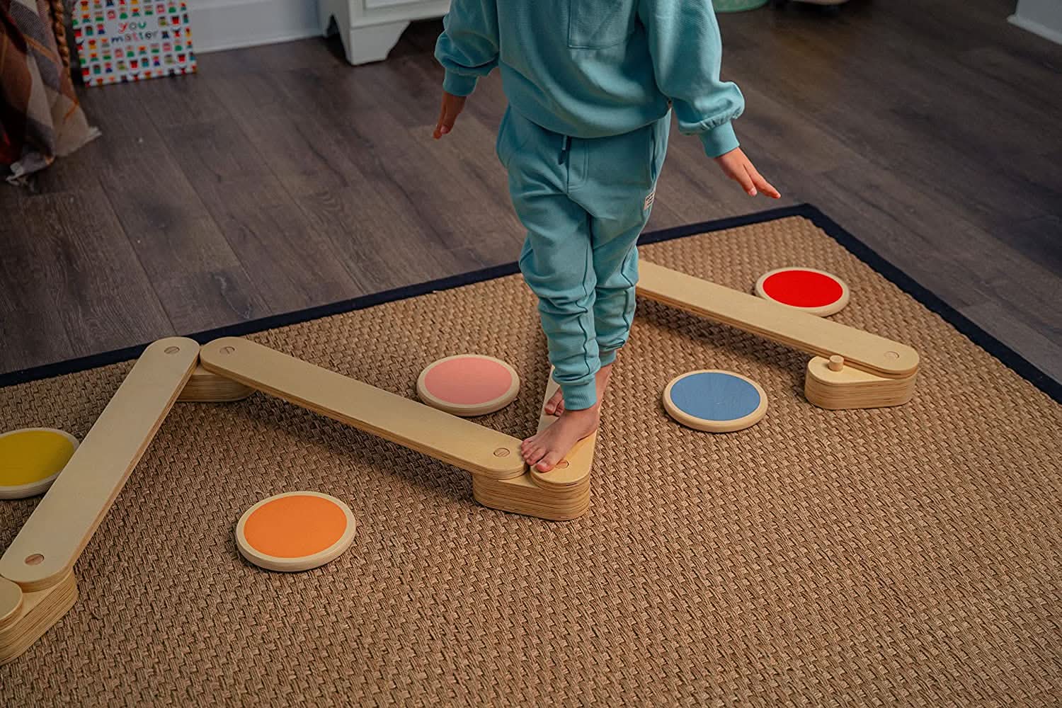 Wooden balance beam stepping stones set - The Nurturing Nook