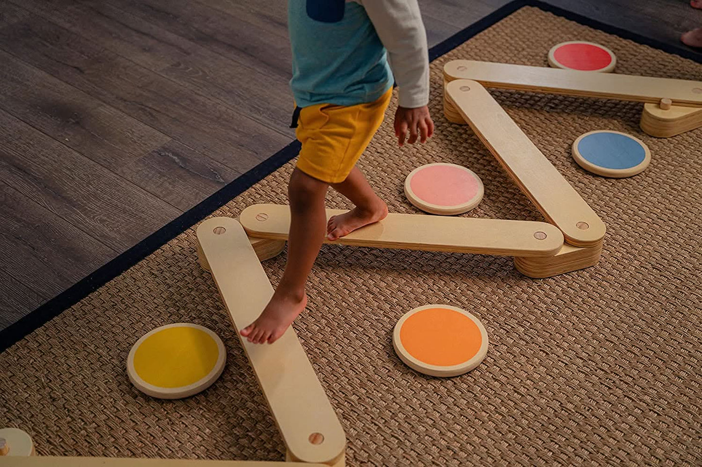 Wooden balance beam stepping stones set - The Nurturing Nook