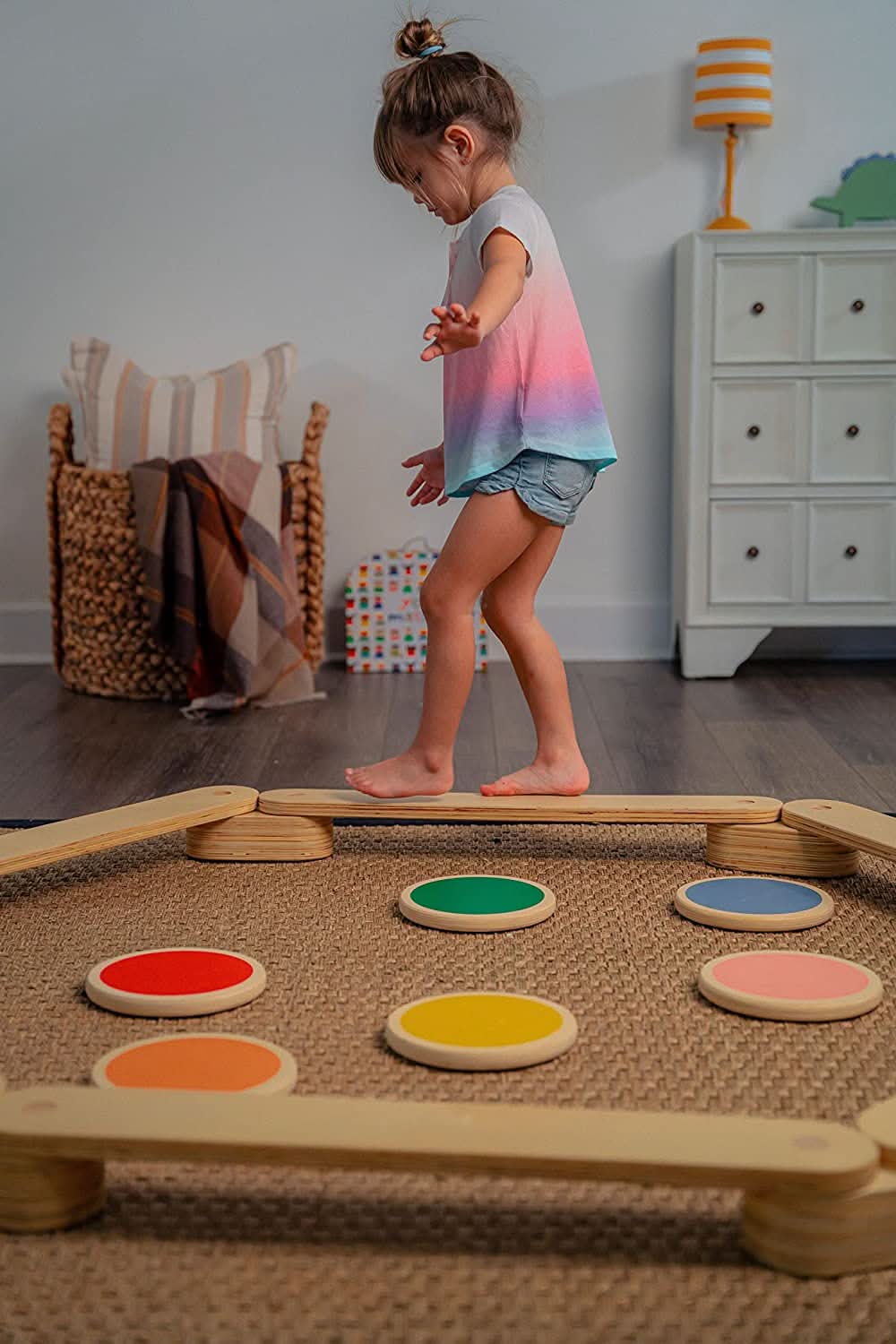 Wooden balance beam stepping stones set - The Nurturing Nook