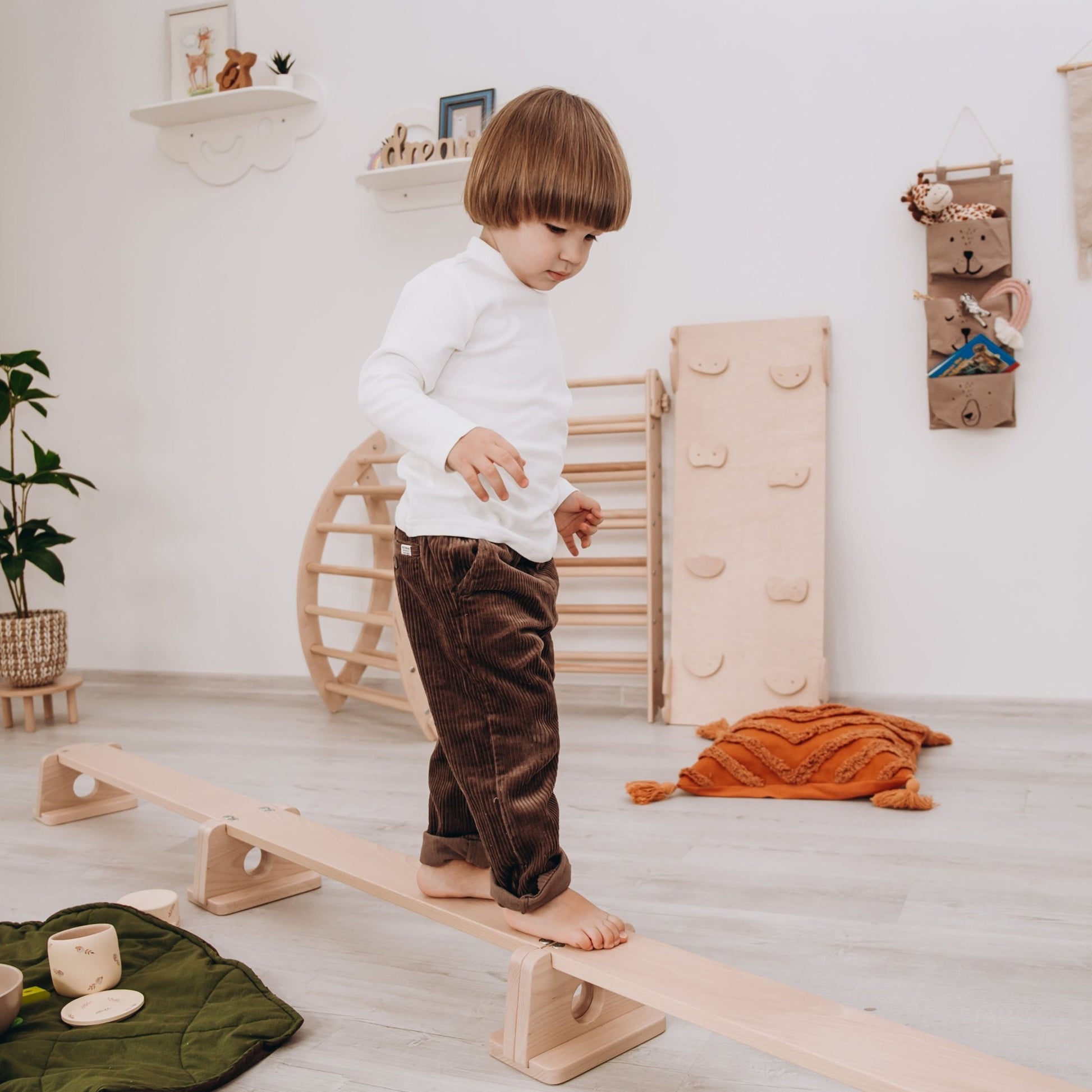 Wooden balance beam – zig - zag or straight - The Nurturing Nook