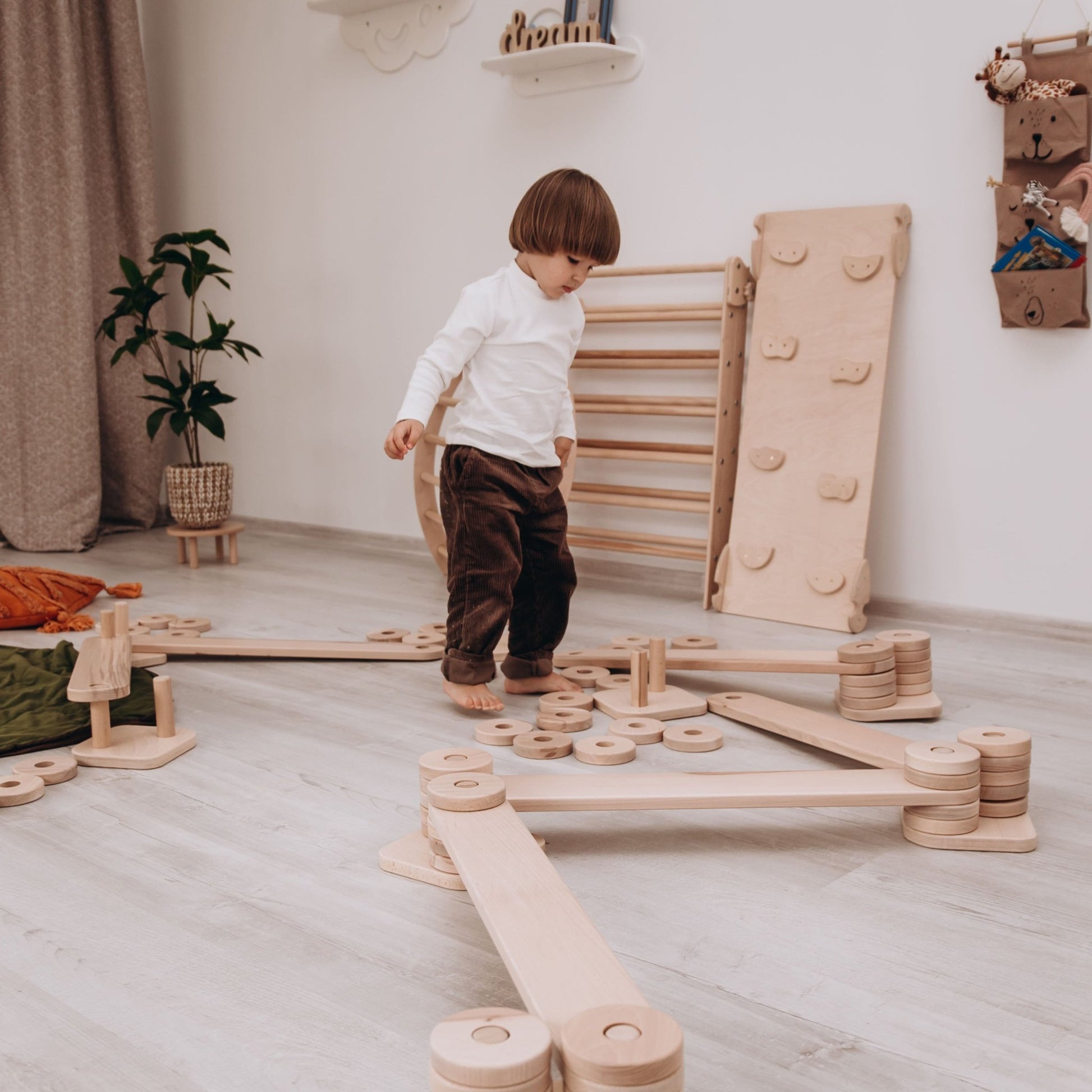 Wooden balance beam – zig - zag or straight - The Nurturing Nook