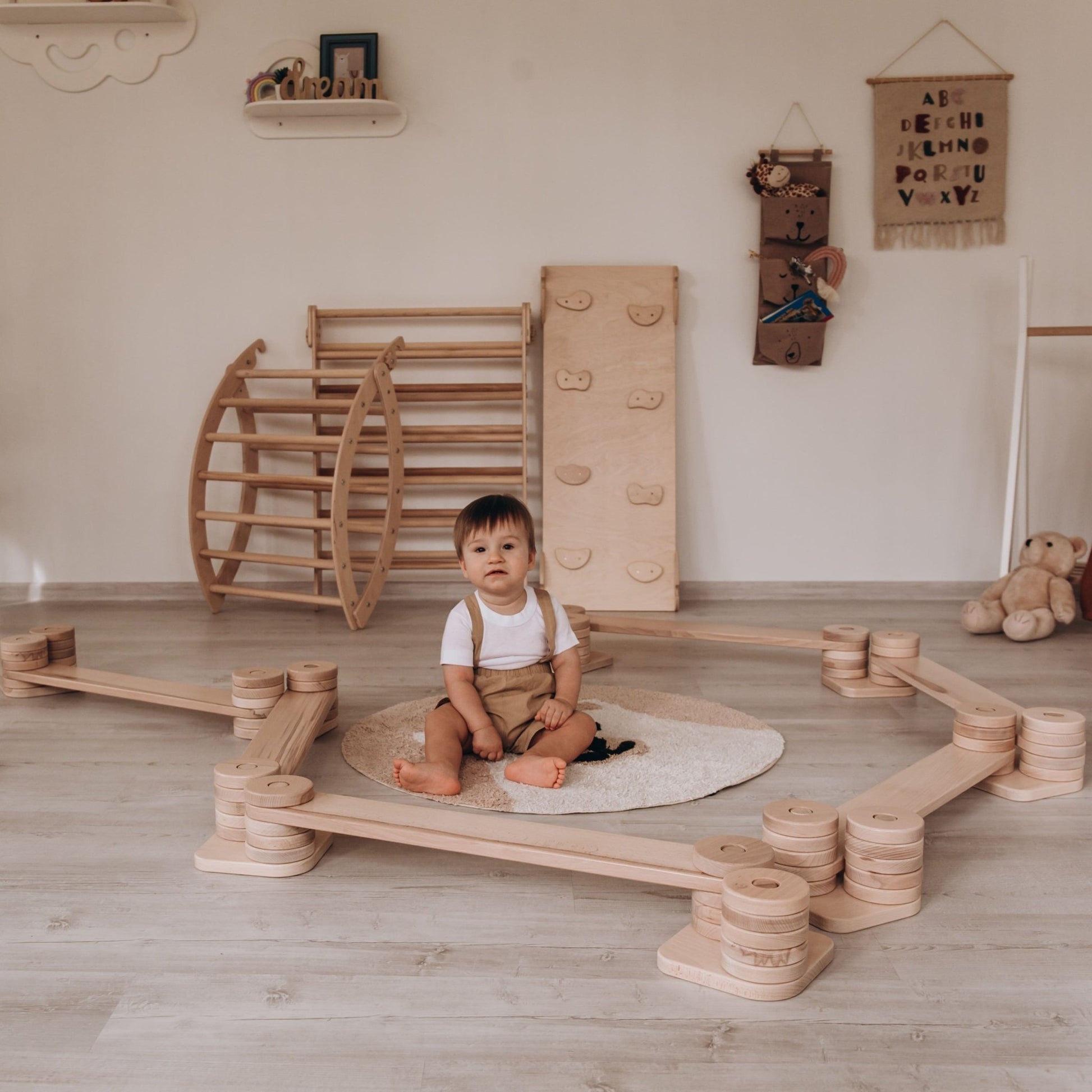 Wooden balance beam – zig - zag or straight - The Nurturing Nook