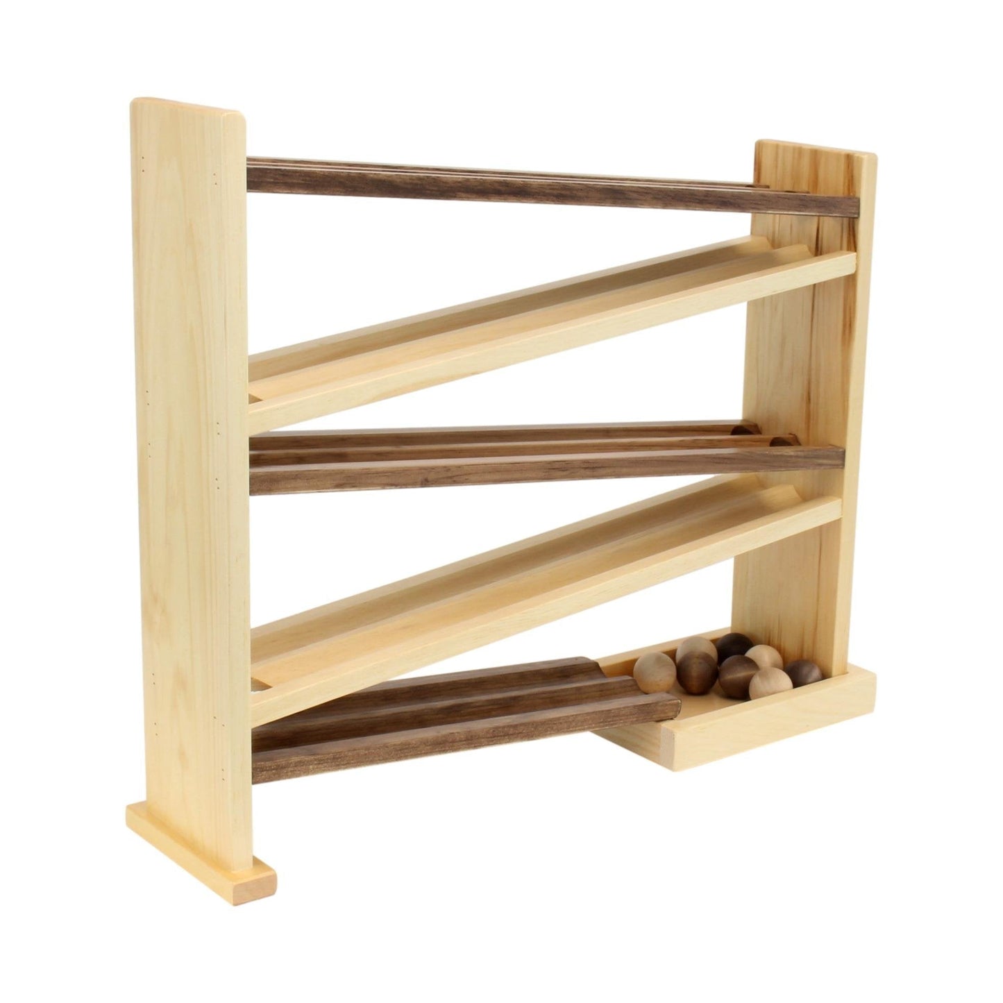 Wooden ball roller racetrack – safe marble - free version, Amish - made - The Nurturing Nook