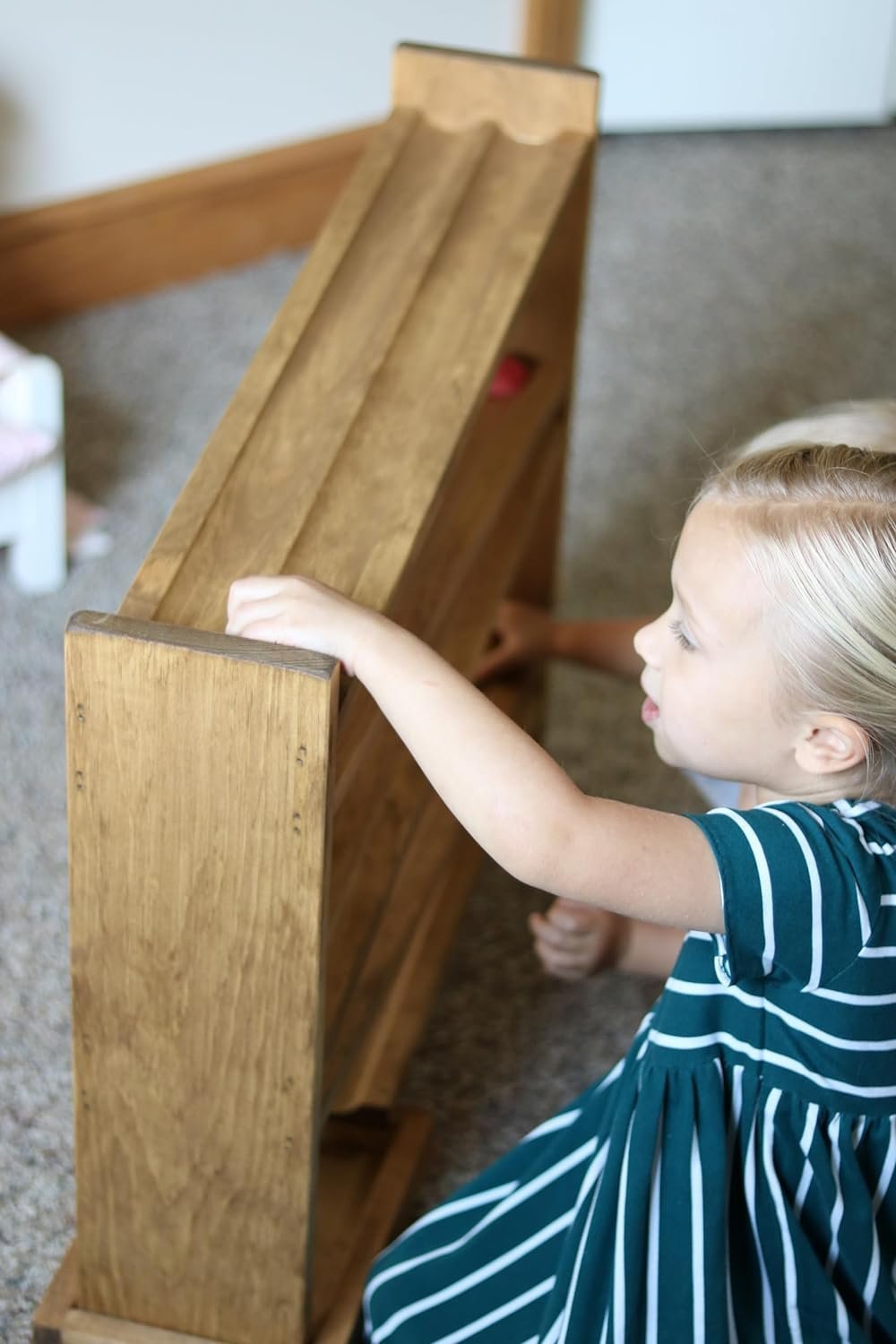 Wooden ball roller racetrack – safe marble - free version, Amish - made - The Nurturing Nook
