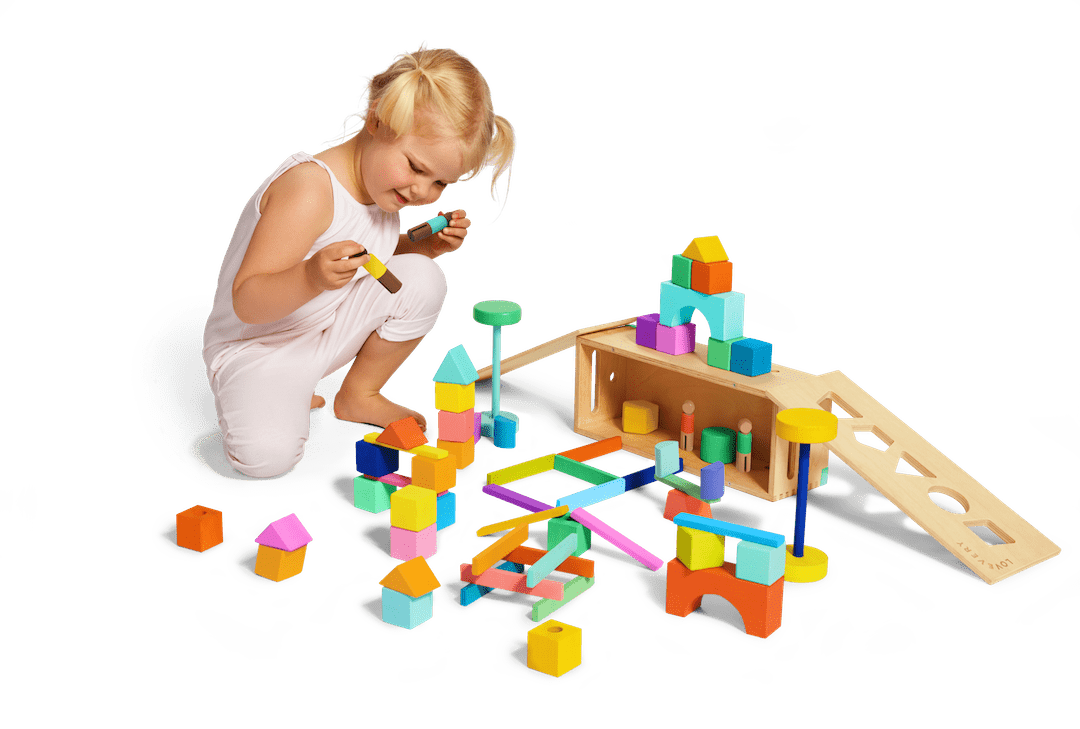 Wooden block set for open - ended play and motor development - The Nurturing Nook