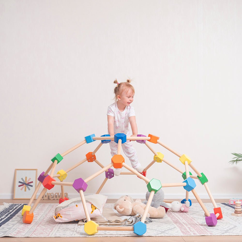 Wooden climbing dome - rainbow and neutral available - The Nurturing Nook