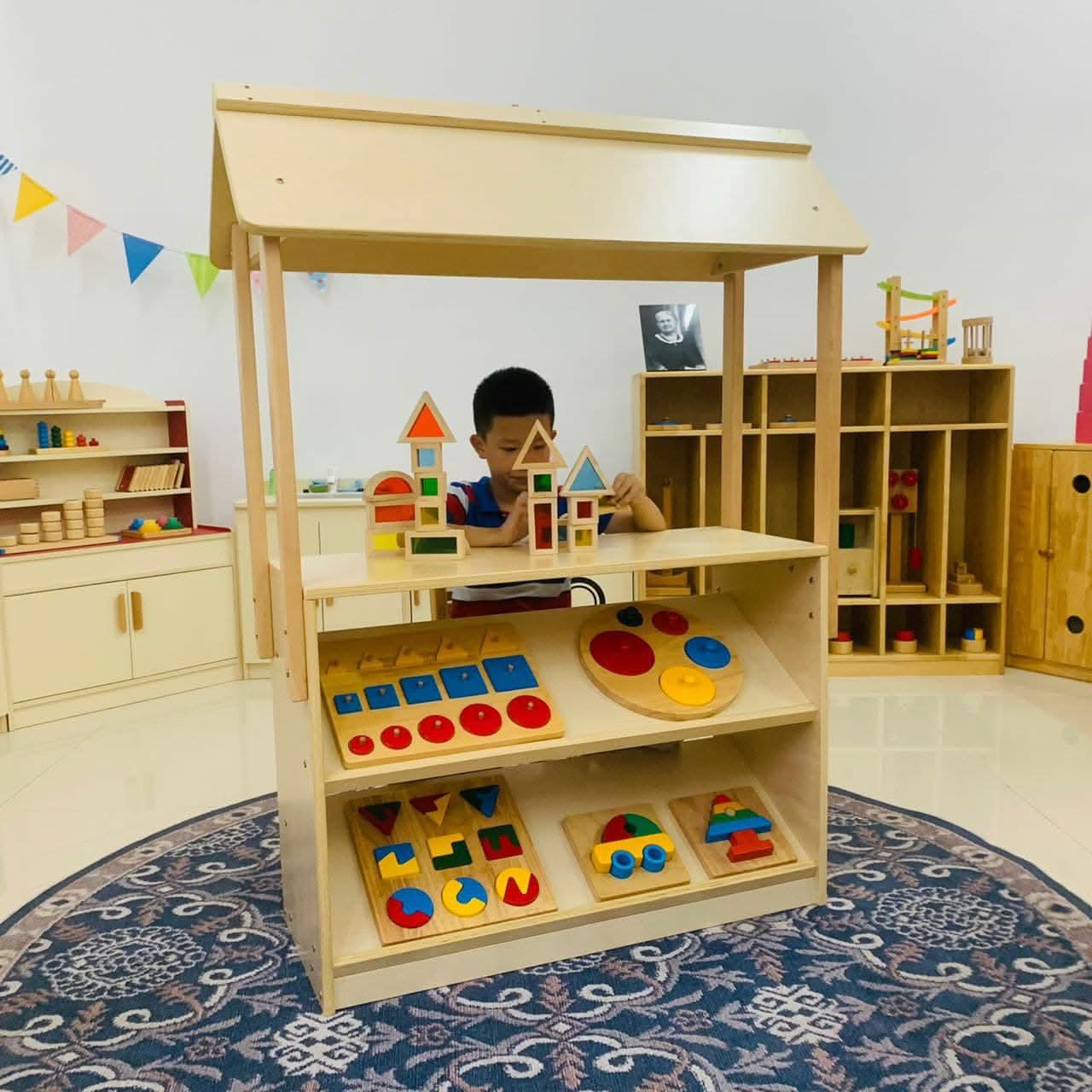 Wooden Farmers Market Stand for Pretend Play - The Nurturing Nook