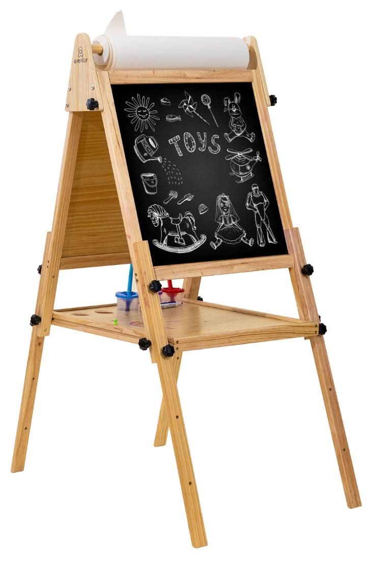 Wooden foldable easel with adjustable height and chalkboard - The Nurturing Nook