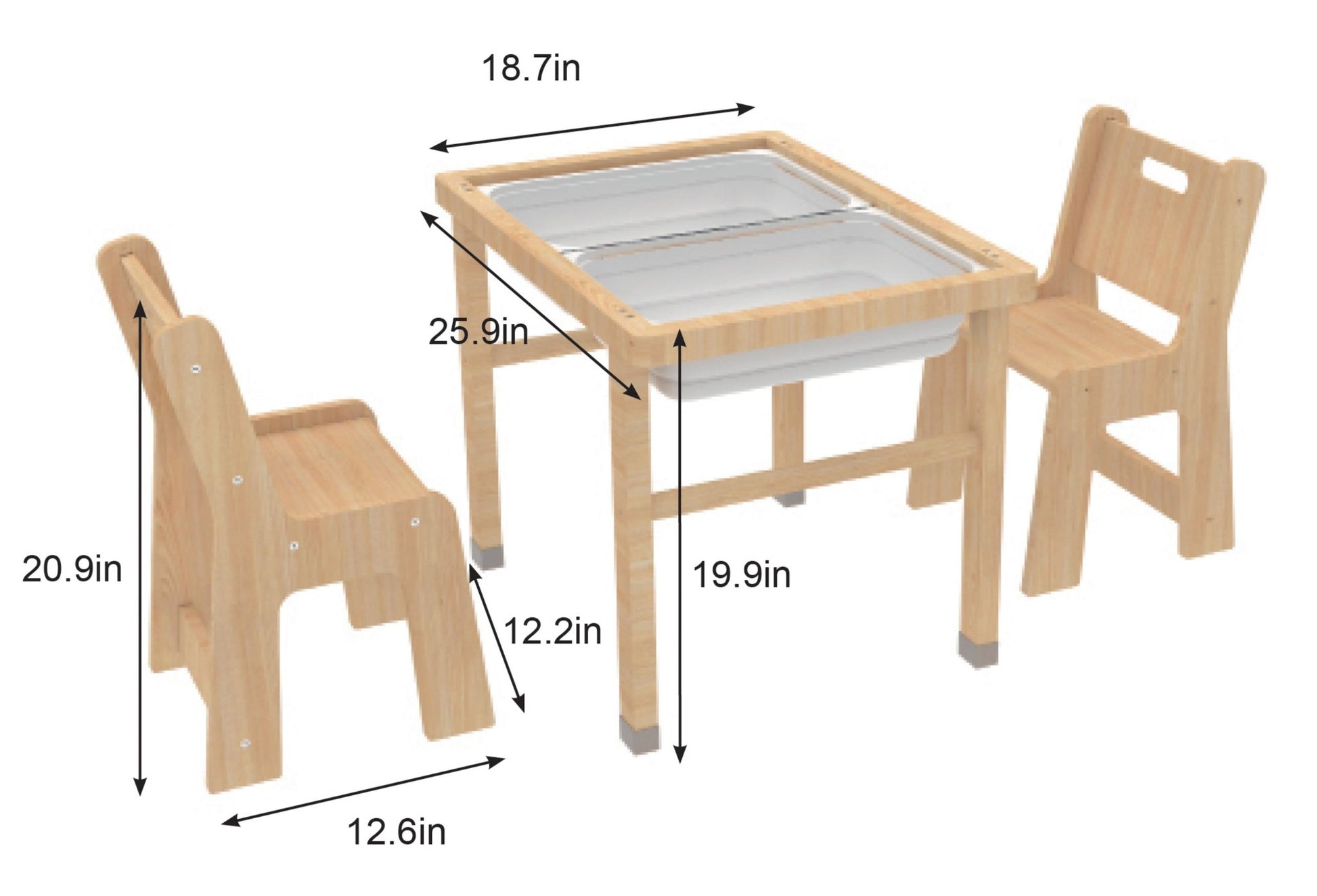 Wooden kids activity table set with chalkboard & storage - The Nurturing Nook