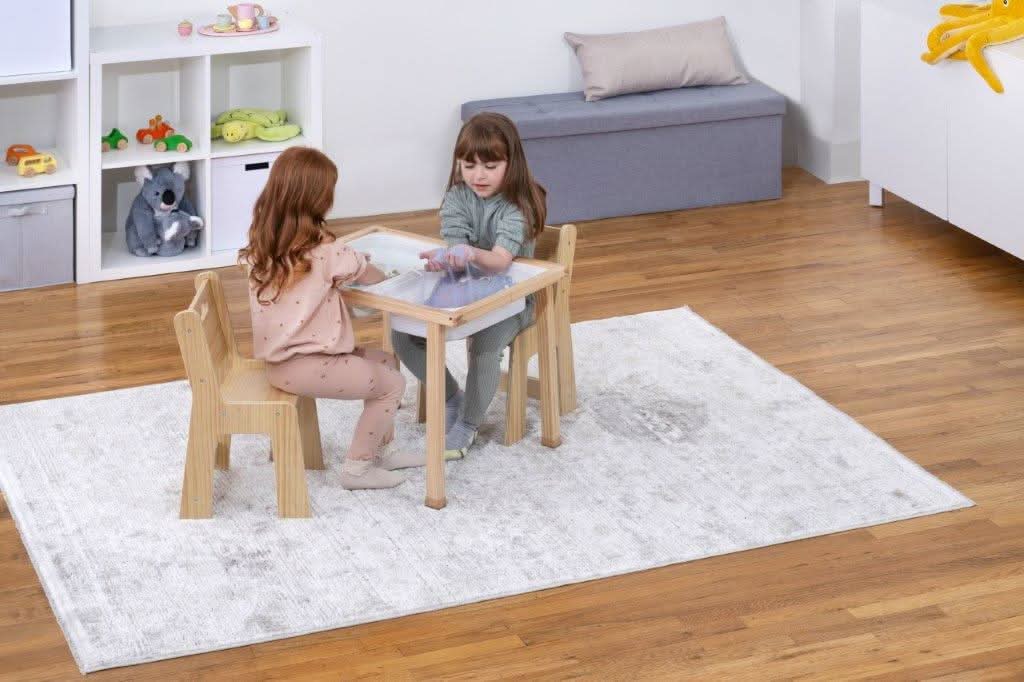 Wooden kids activity table set with chalkboard & storage - The Nurturing Nook