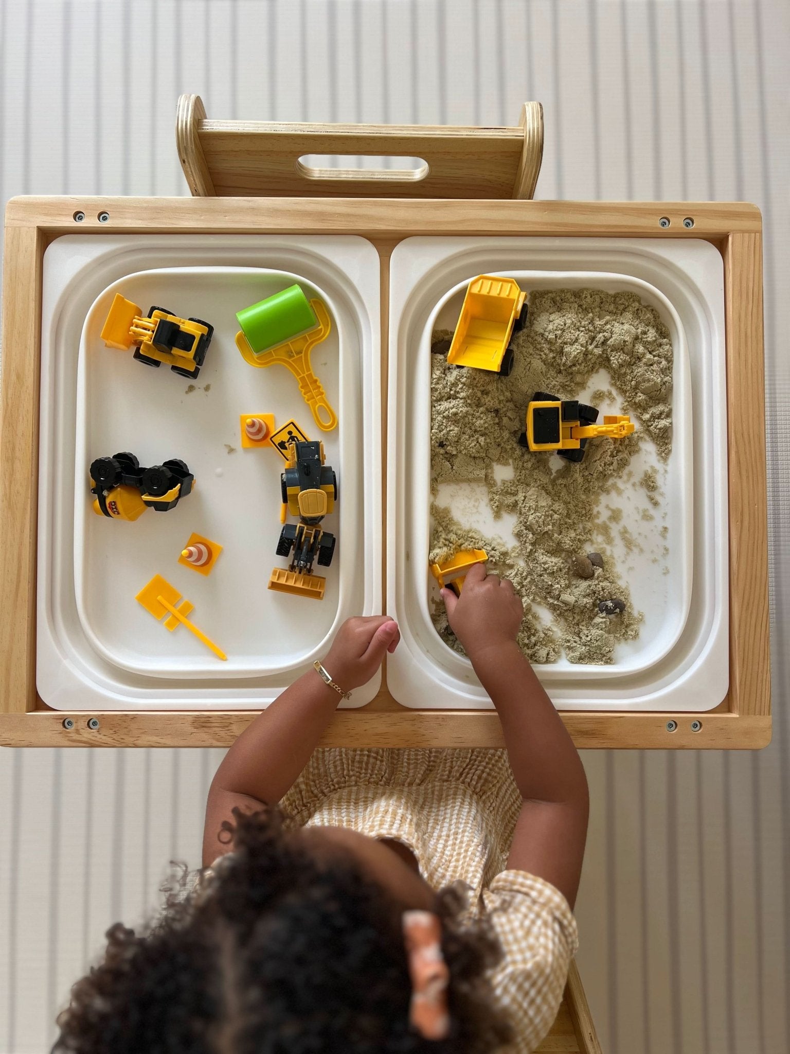 Wooden kids activity table set with chalkboard & storage - The Nurturing Nook