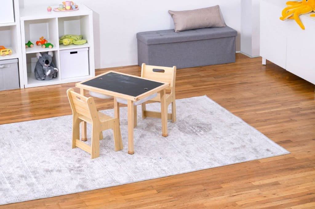 Wooden kids activity table set with chalkboard & storage - The Nurturing Nook