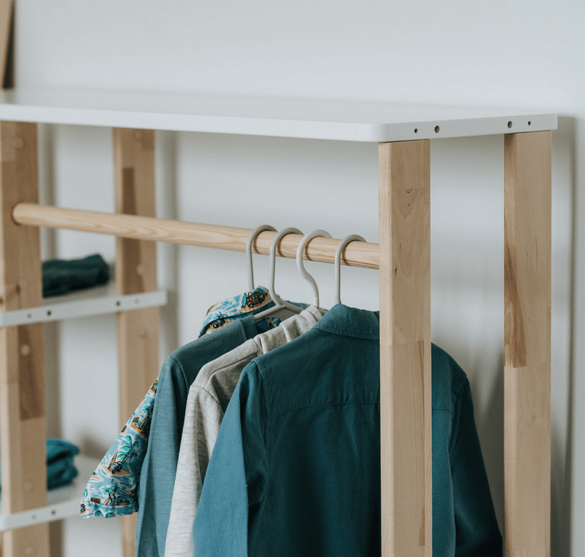 Wooden Montessori Wardrobe for Kids | Children Wardrobe Montessori Clothing Rack - The Nurturing Nook
