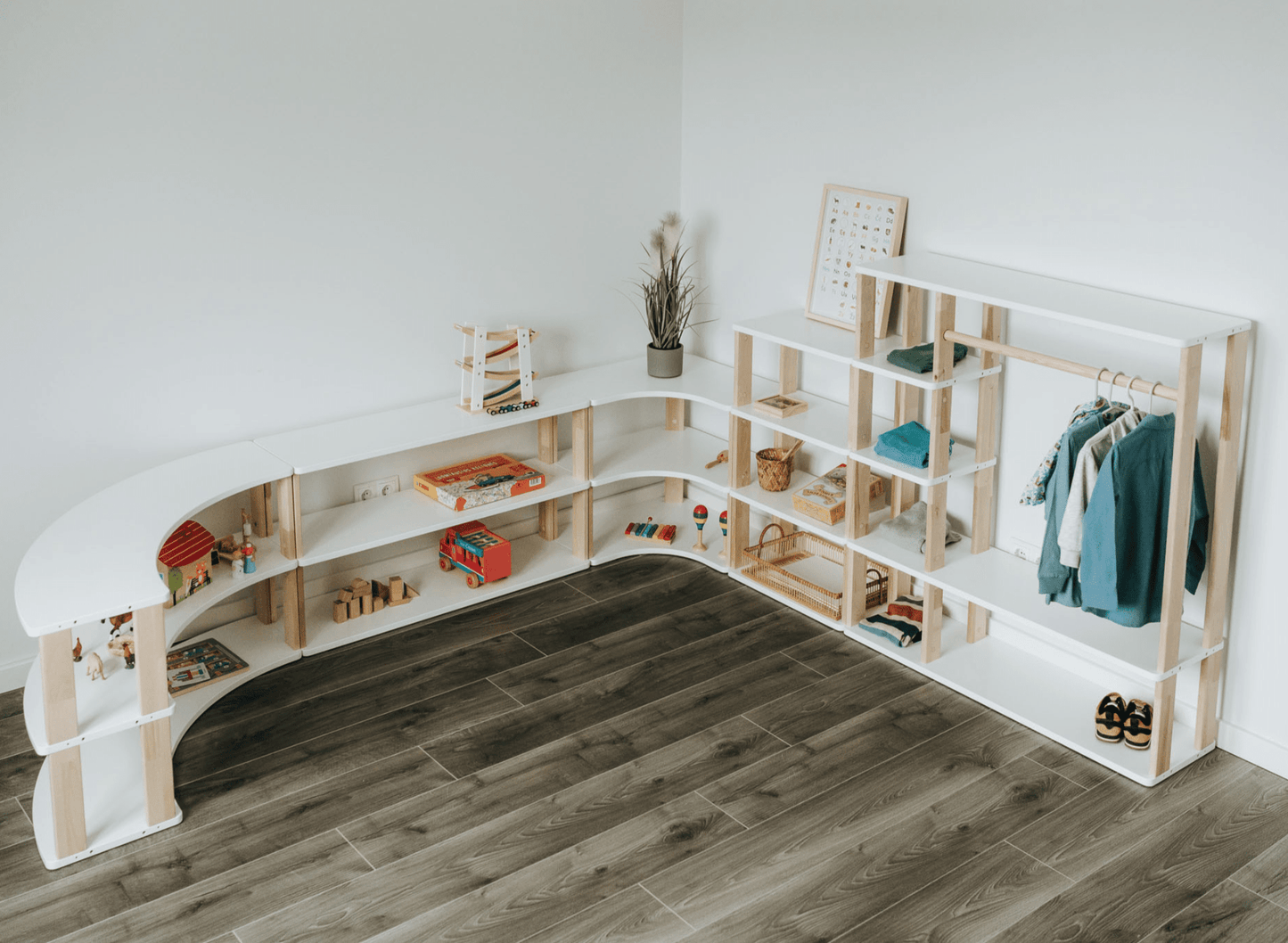 Wooden Montessori Wardrobe for Kids | Children Wardrobe Montessori Clothing Rack - The Nurturing Nook