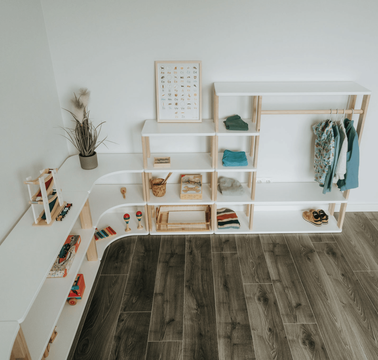 Wooden Montessori Wardrobe for Kids | Children Wardrobe Montessori Clothing Rack - The Nurturing Nook
