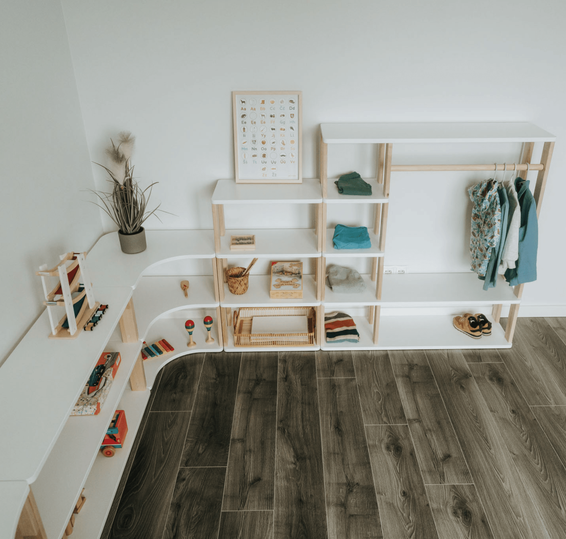 Wooden Montessori Wardrobe for Kids | Children Wardrobe Montessori Clothing Rack - The Nurturing Nook