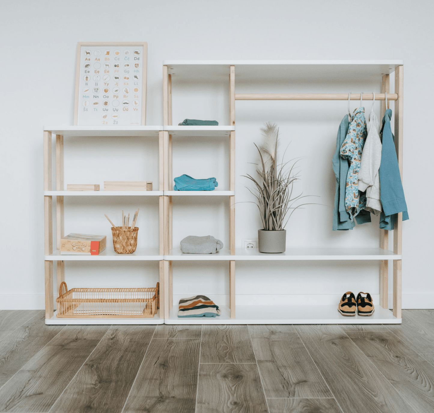 Wooden Montessori Wardrobe for Kids | Children Wardrobe Montessori Clothing Rack - The Nurturing Nook