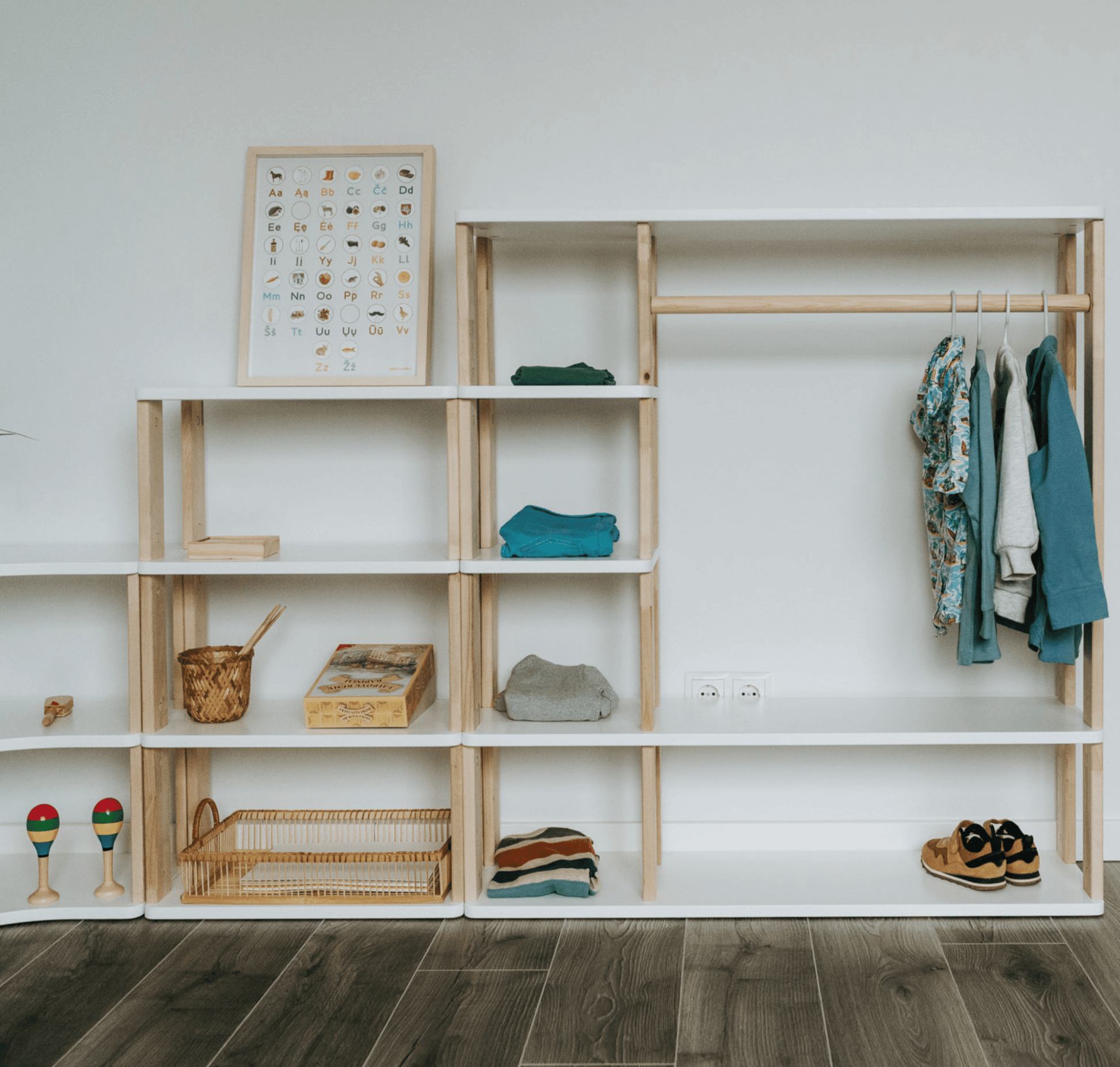 Wooden Montessori Wardrobe for Kids | Children Wardrobe Montessori Clothing Rack - The Nurturing Nook