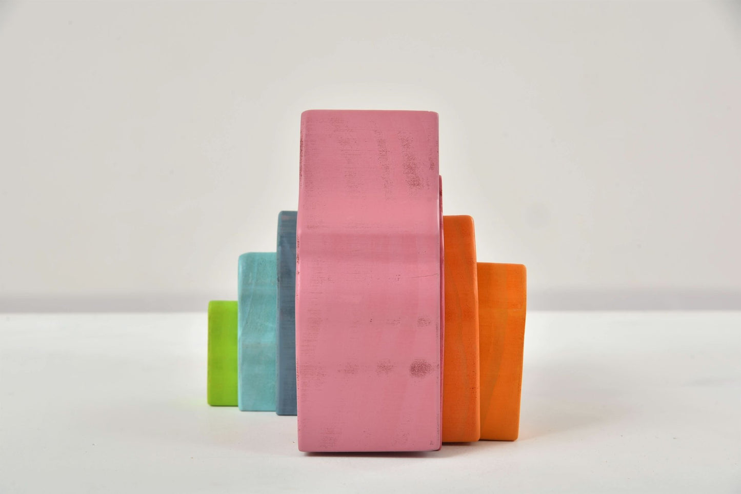 Wooden mountain rainbow stacker toy puzzle blocks - The Nurturing Nook