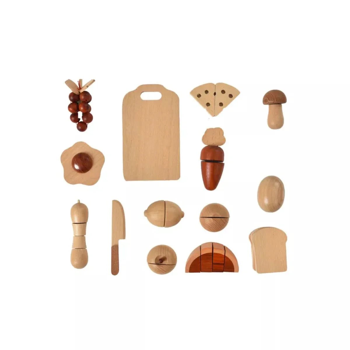 Wooden play food sets for kids kitchen - The Nurturing Nook