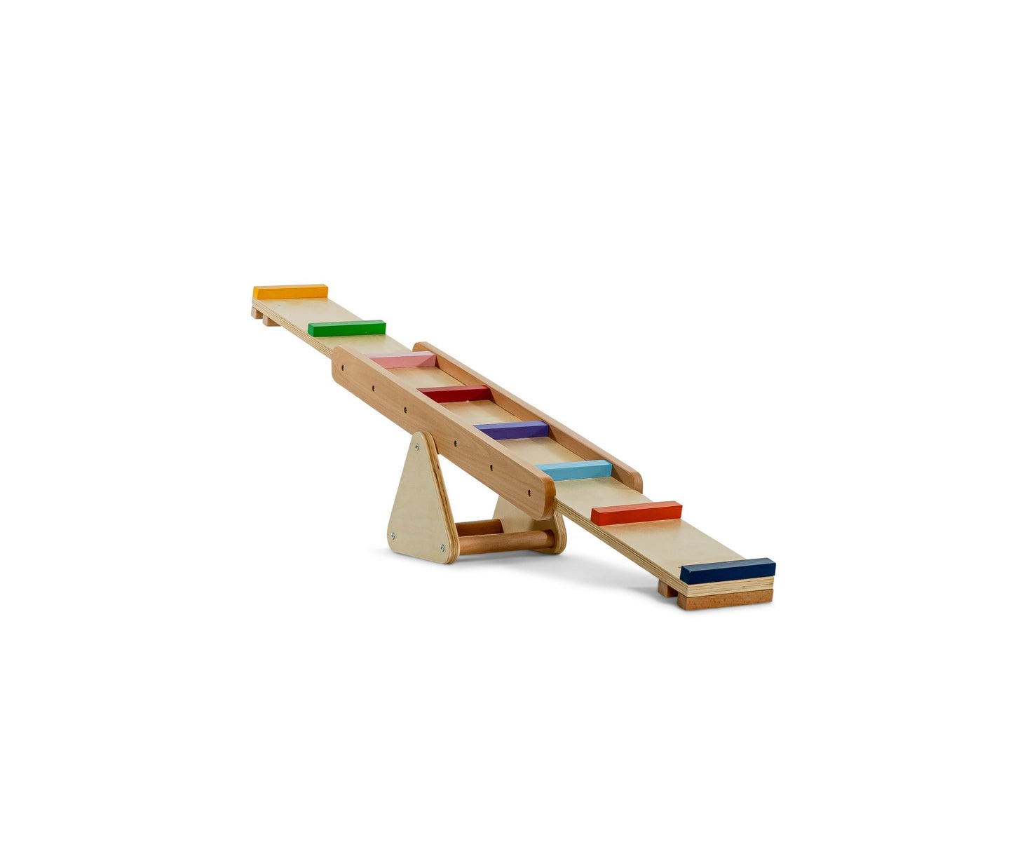 Wooden rainbow seesaw and balance beam - The Nurturing Nook
