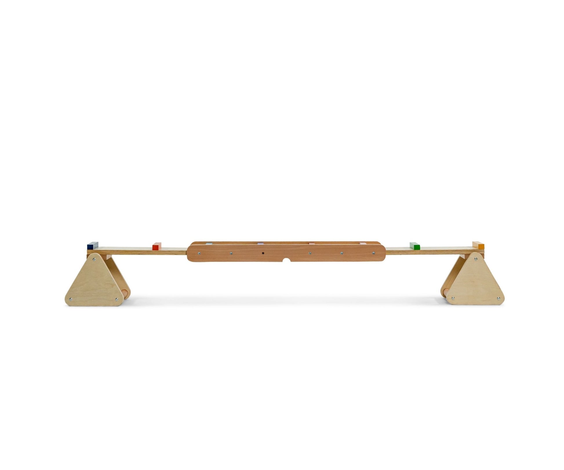 Wooden rainbow seesaw and balance beam - The Nurturing Nook