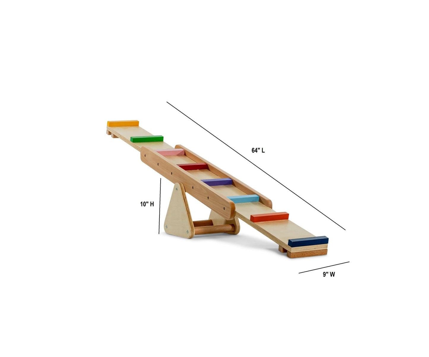 Wooden rainbow seesaw and balance beam - The Nurturing Nook
