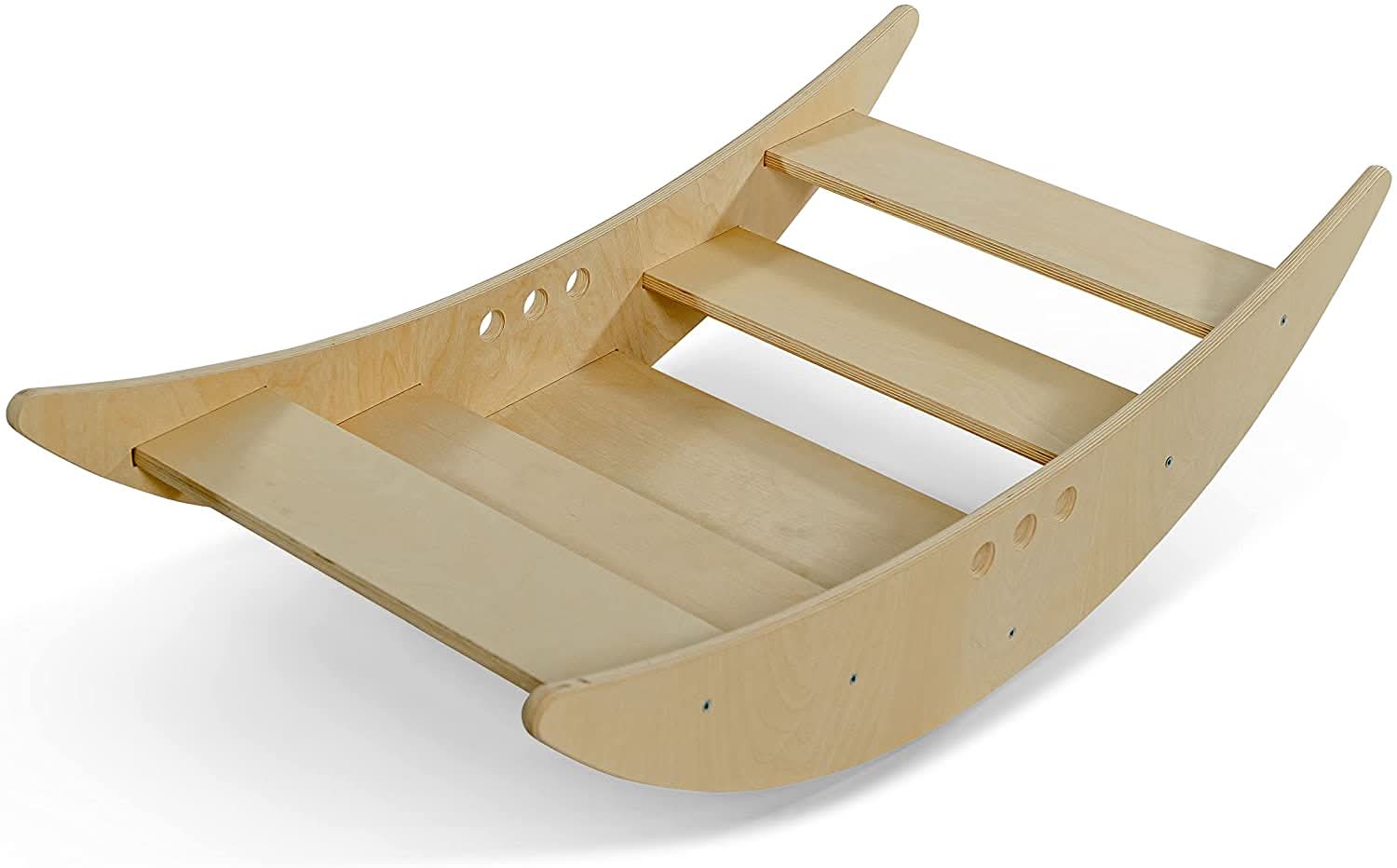 Wooden rocking boat and climber – gross motor play - The Nurturing Nook