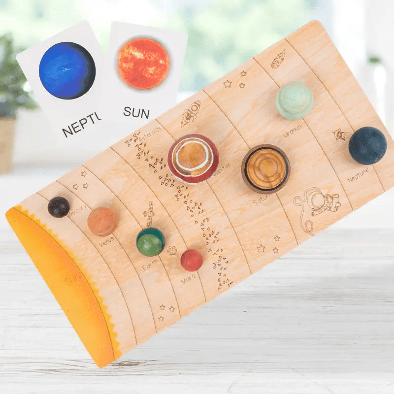Wooden Solar System with 8 Planets 3 - D Model Puzzle Set - The Nurturing Nook