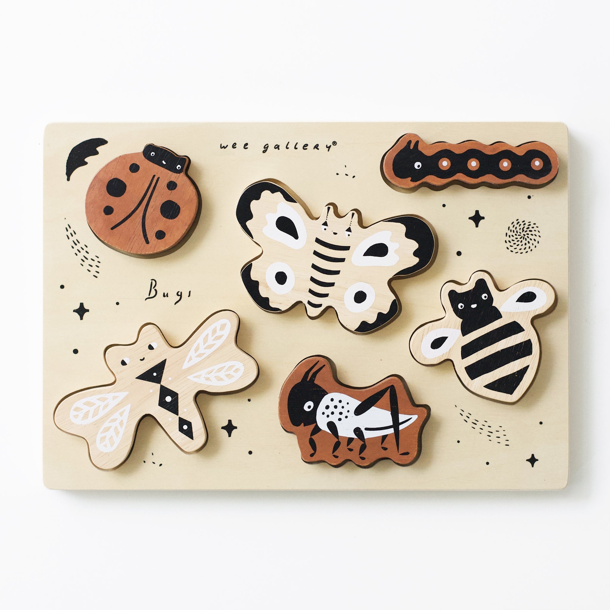 Wooden tray puzzle bugs for toddlers learning toy set