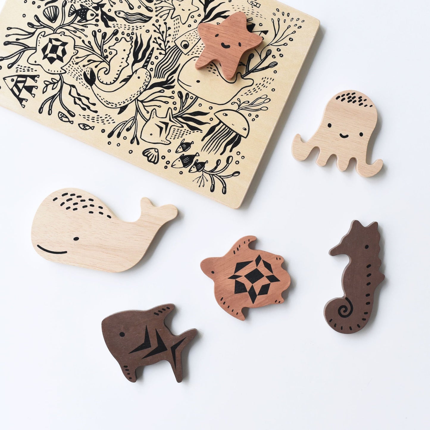 Wooden Tray Puzzle - Ocean Animals - The Nurturing Nook