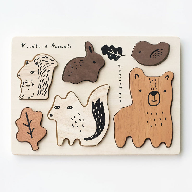 Wooden tray puzzle - woodland animals wooden toy for kids