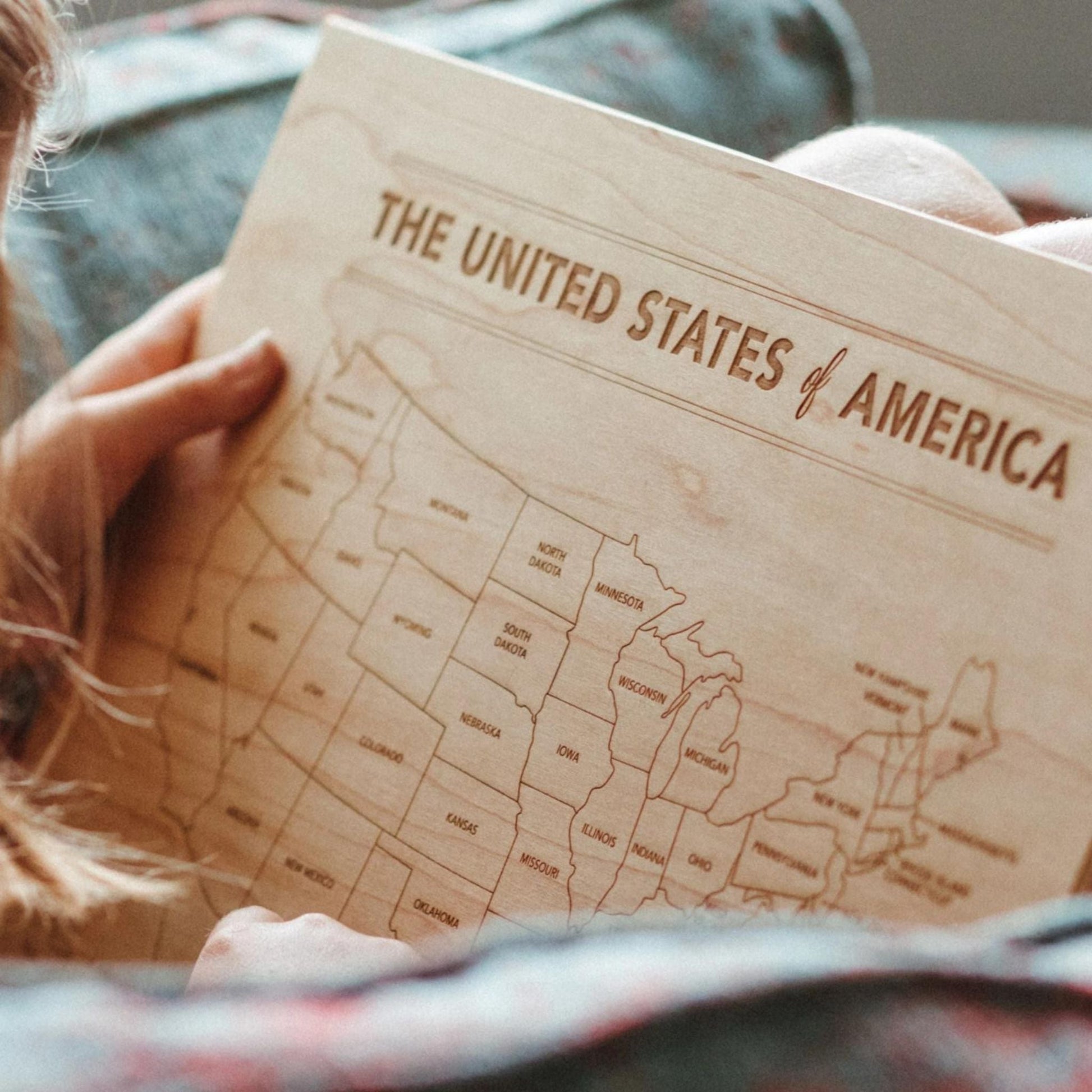 Wooden United States Map • Engraved Modern Map of USA - The Nurturing Nook