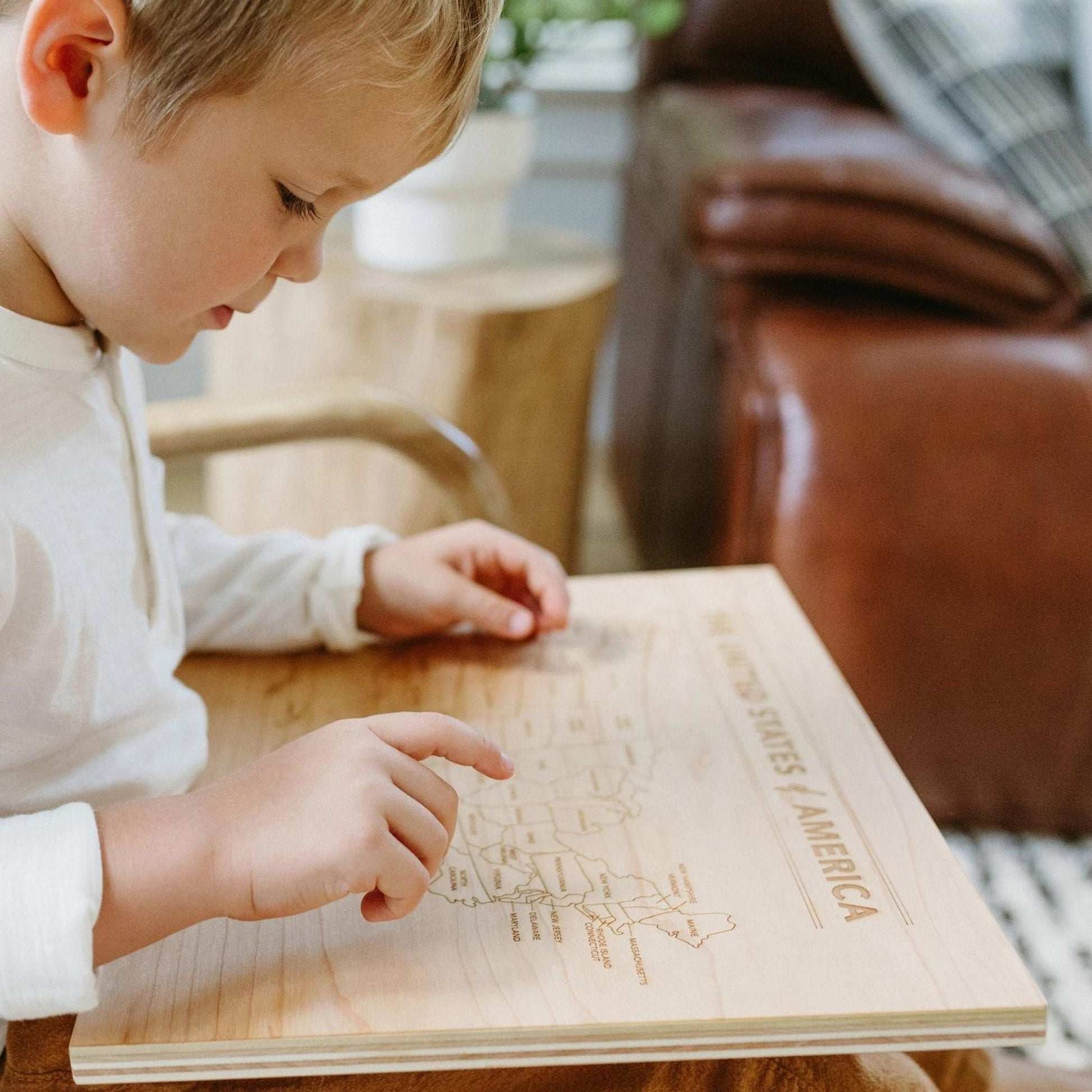 Wooden United States Map • Engraved Modern Map of USA - The Nurturing Nook