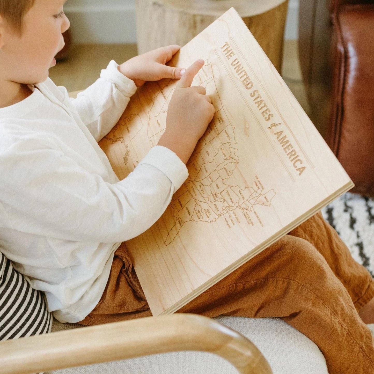 Wooden United States Map • Engraved Modern Map of USA - The Nurturing Nook