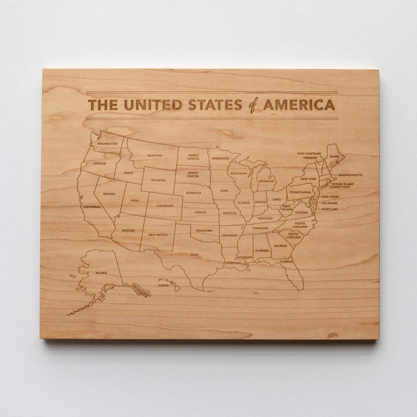 Wooden United States Map • Engraved Modern Map of USA - The Nurturing Nook