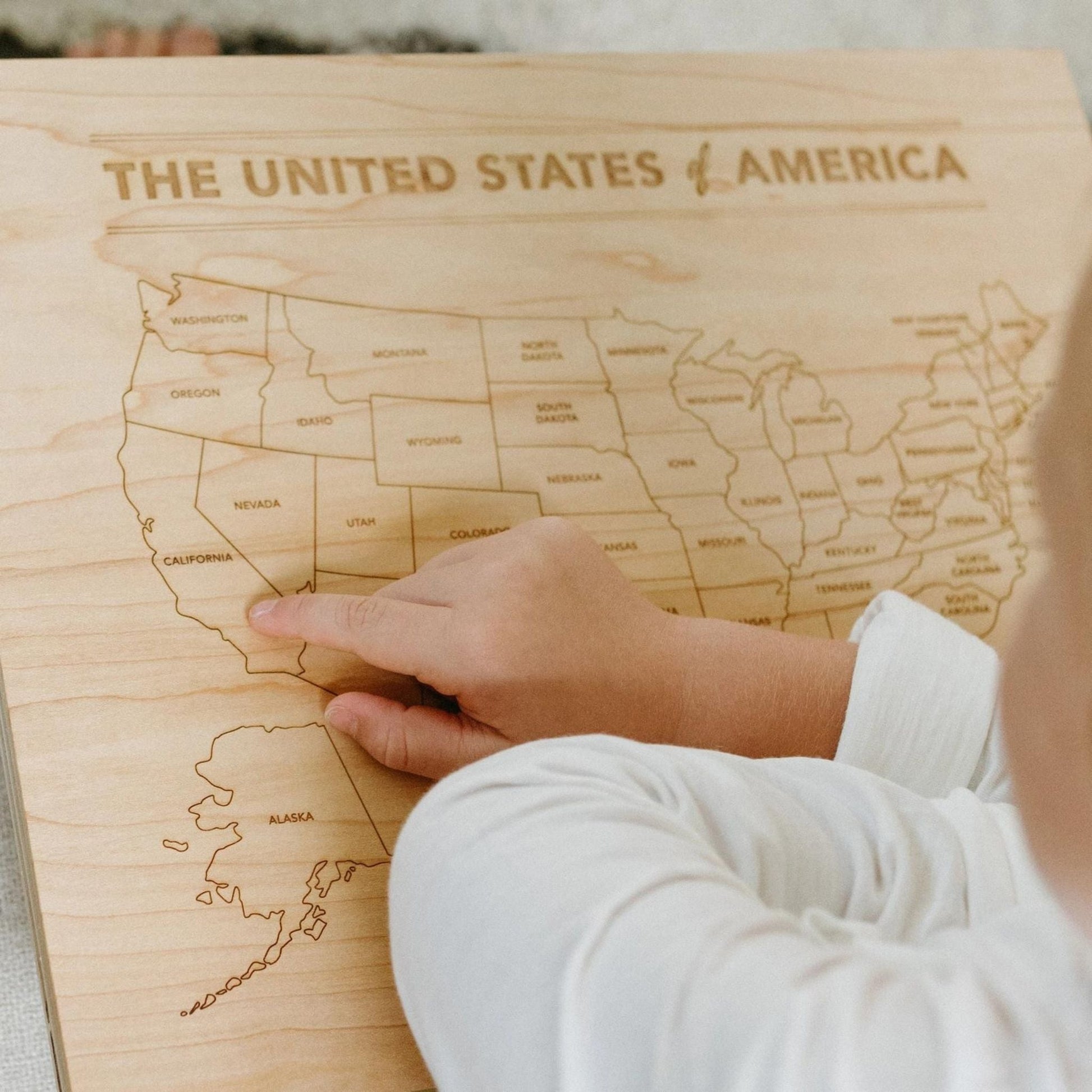Wooden United States Map • Engraved Modern Map of USA - The Nurturing Nook
