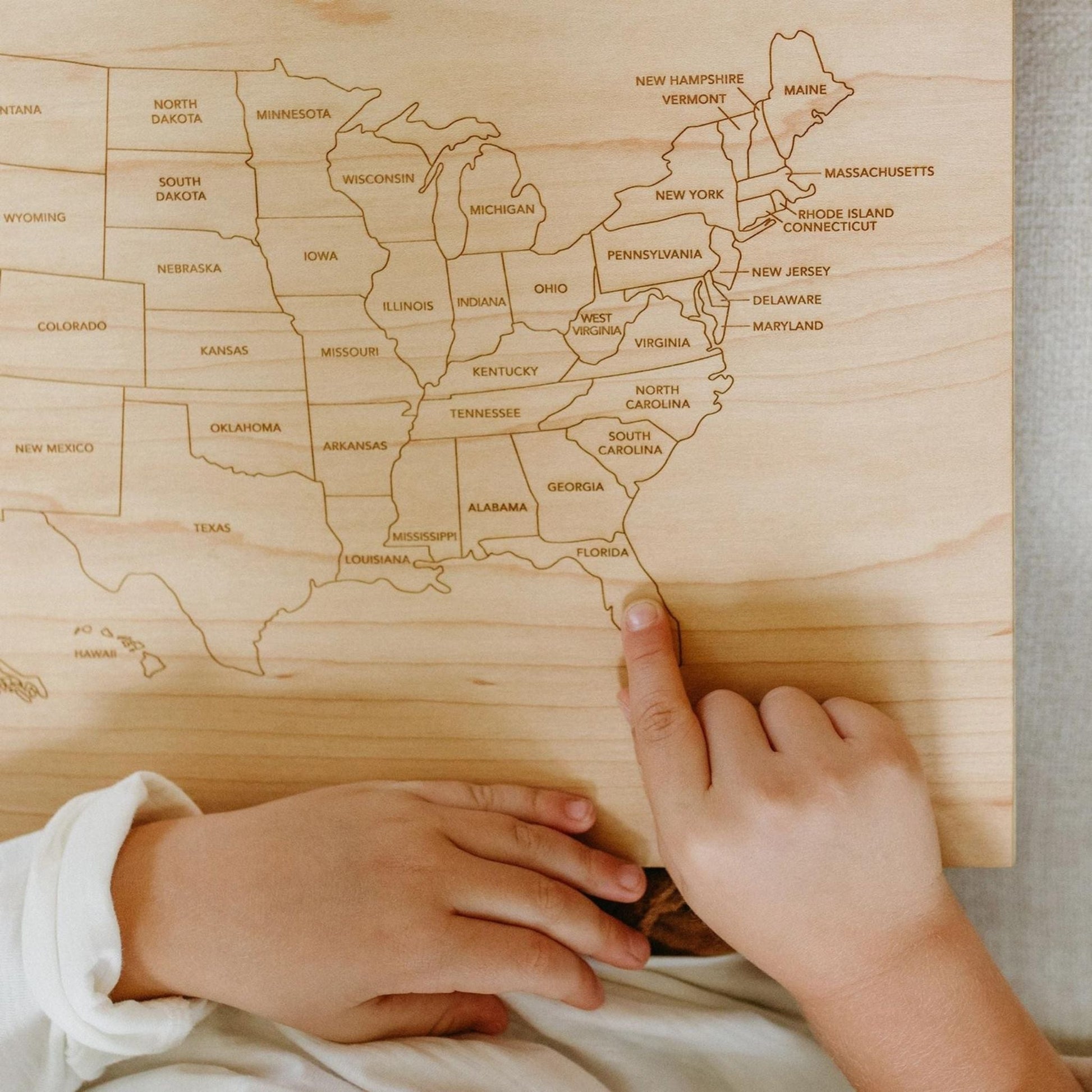 Wooden United States Map • Engraved Modern Map of USA - The Nurturing Nook