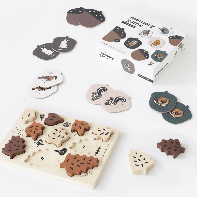 Woodland counting puzzle & memory game for 3 year olds
