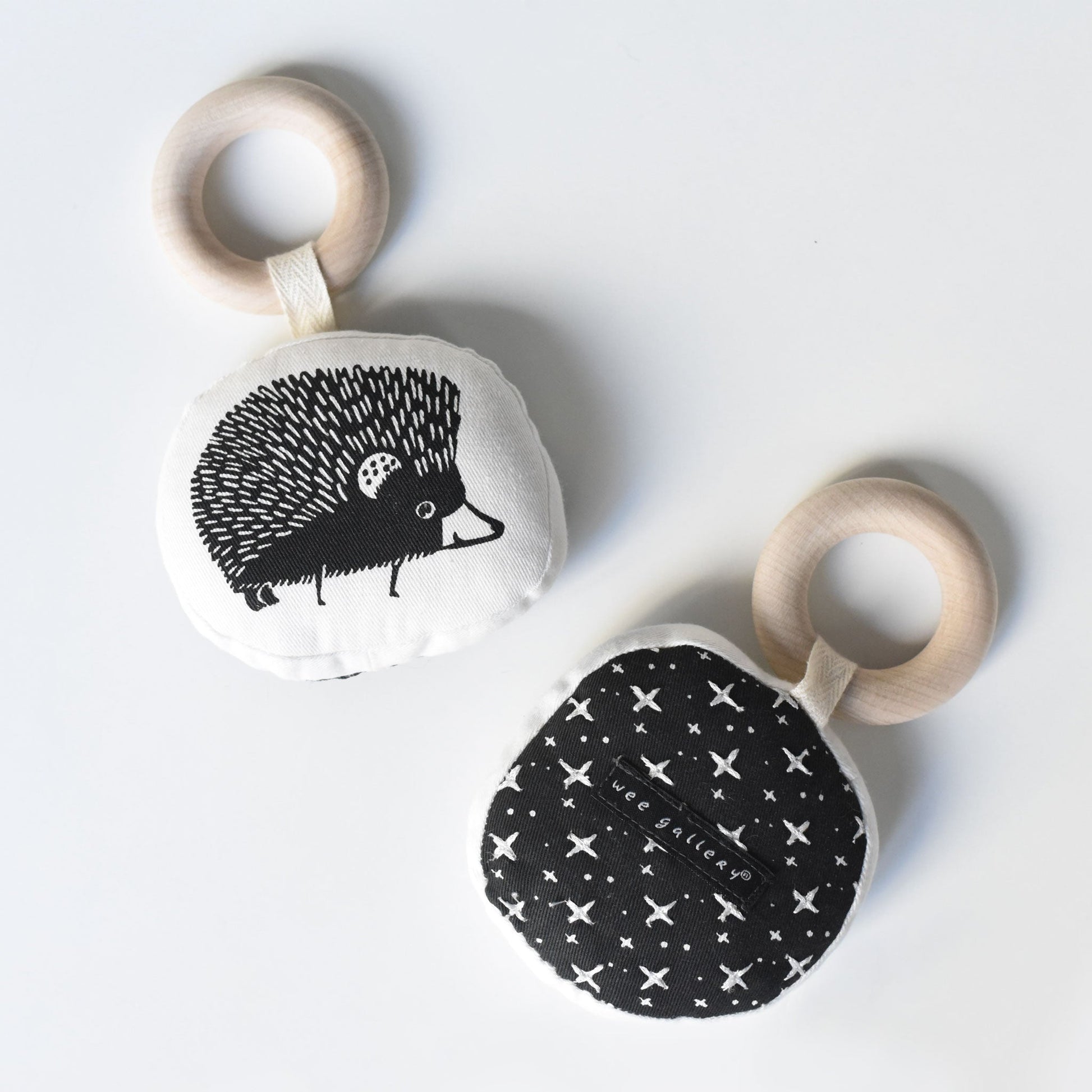 Woodland hedgehog organic cotton teether - The Nurturing Nook
