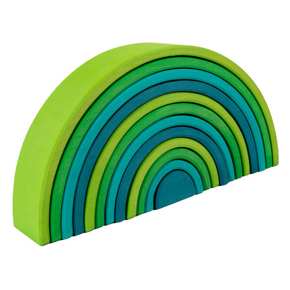**Pre-order (Ships in 2-3 Weeks)** 12 Pcs STAINED Large Basswood Rainbow Stacking Blocks Meadow Green