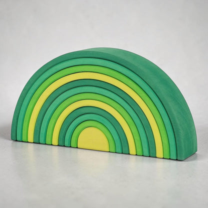 **Pre-order (Ships in 2-3 Weeks)** 12 Pcs STAINED Large Basswood Rainbow Stacking Blocks Meadow Green
