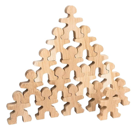 **Pre-order (Ships in 2-3 Weeks)**32 Pcs Wooden Little Balancing People Stacking Set