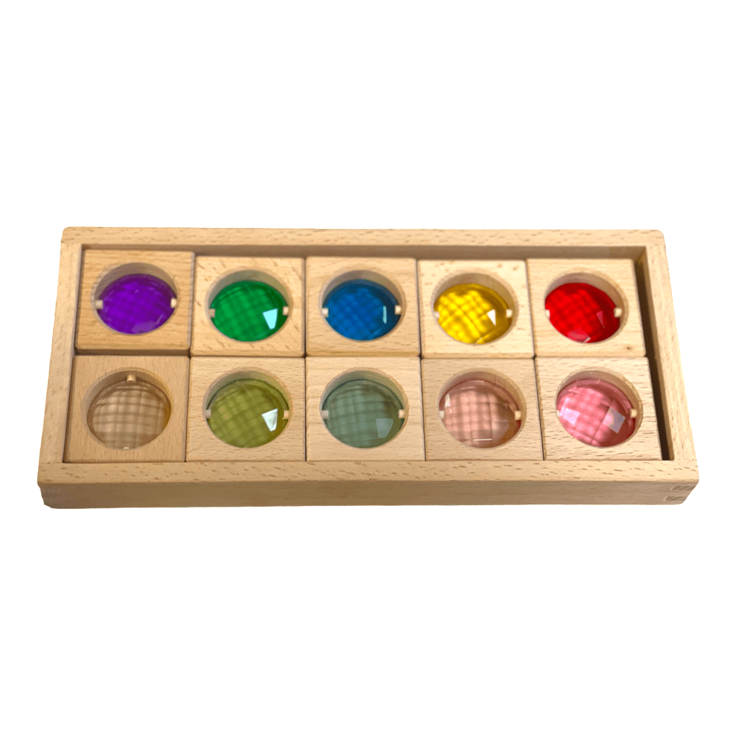 10 Pcs Colored Square Gemmed Translucent Blocks with Storage Tray - The Nurturing Nook