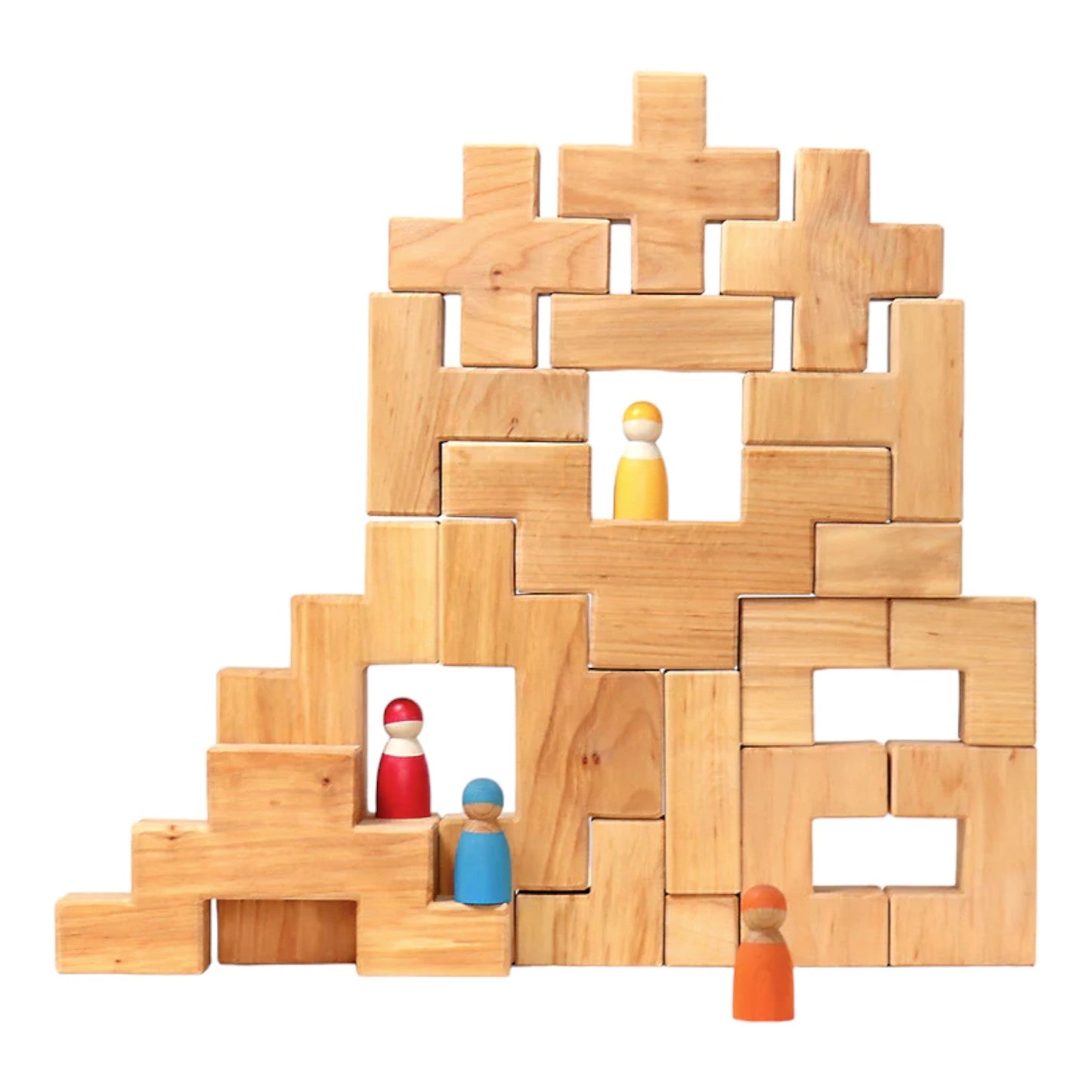 **Pre-order (Ships in 2-3 Weeks)**19 Pcs Wooden Stairway Building Blocks Set